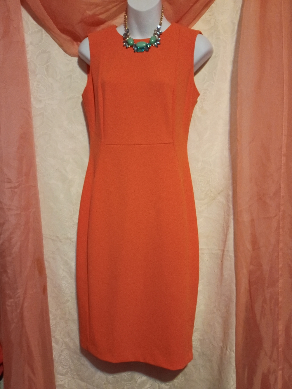🛍️ BUNDLE ONLY🛍️Calvin Klein Sleeveless Orange Sheath Dress
